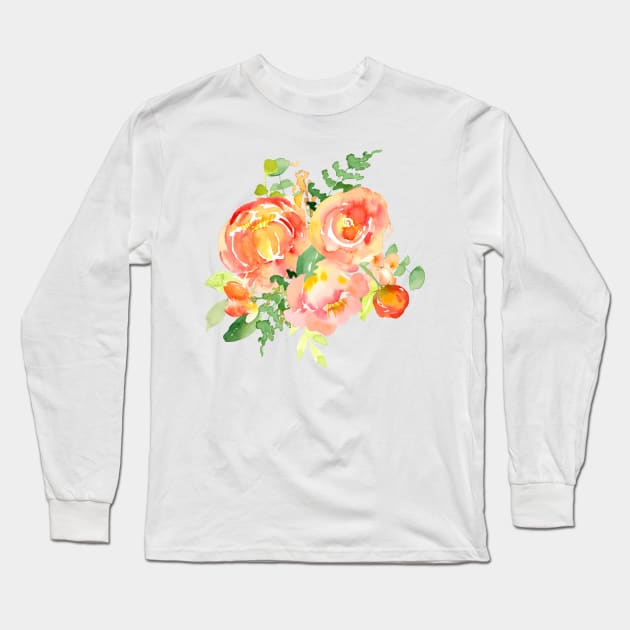 Sunset Fall Florals in Watercolor Long Sleeve T-Shirt by Harpleydesign